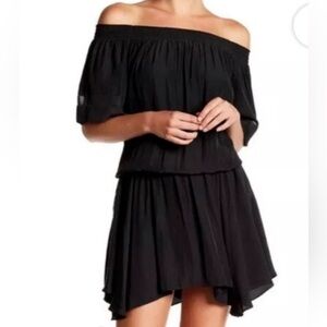RAMY BROOK Jessica Off the Shoulder Black Mini Dress Size Extra Small